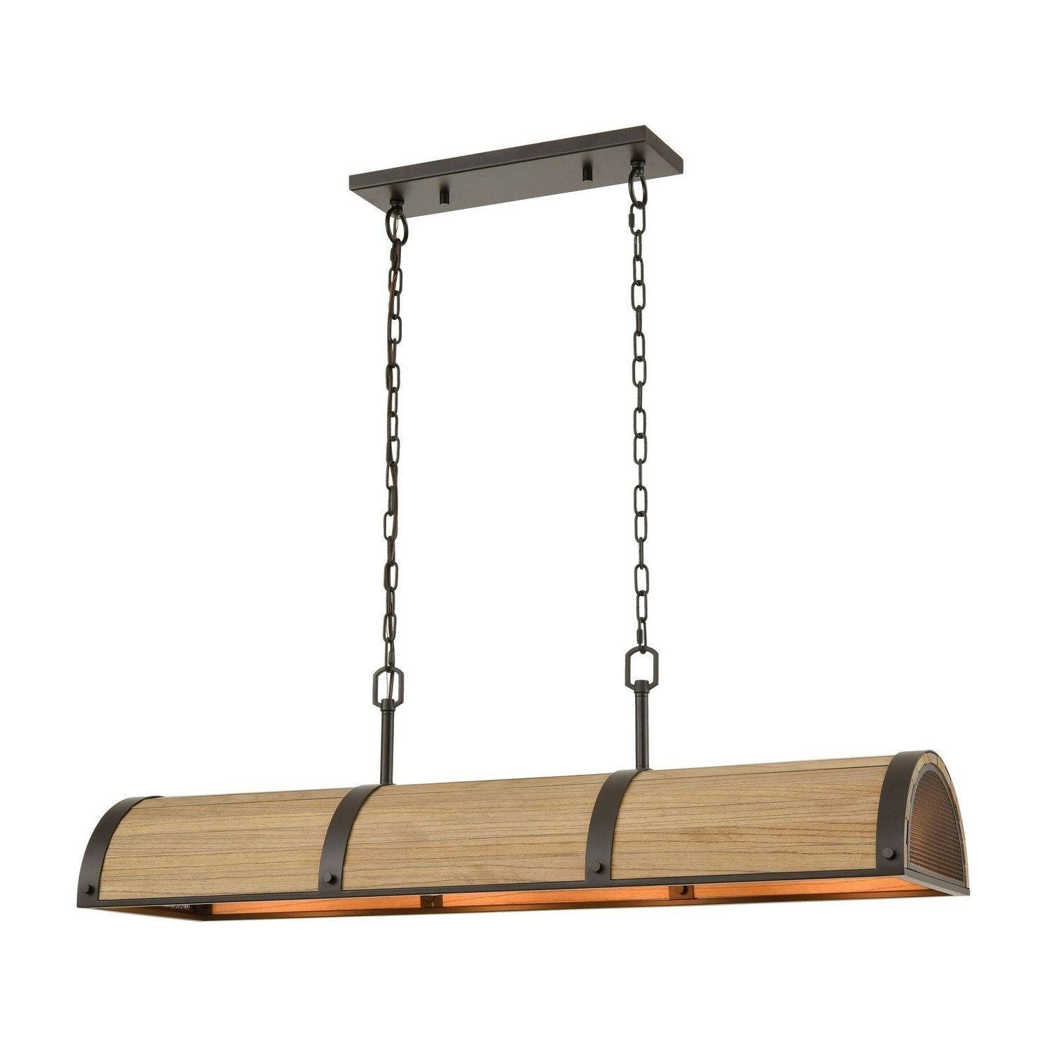 ELK Home - Wooden Barrel Island Pendant - 33365/4 - Canada Light Shop
