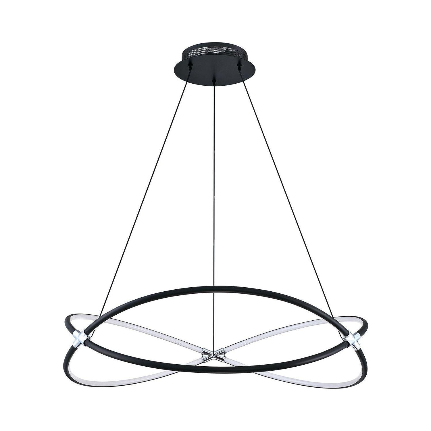 Kendal Lighting - Hoop LED Pendant - PF200-BLK/CH - Canada Light Shop