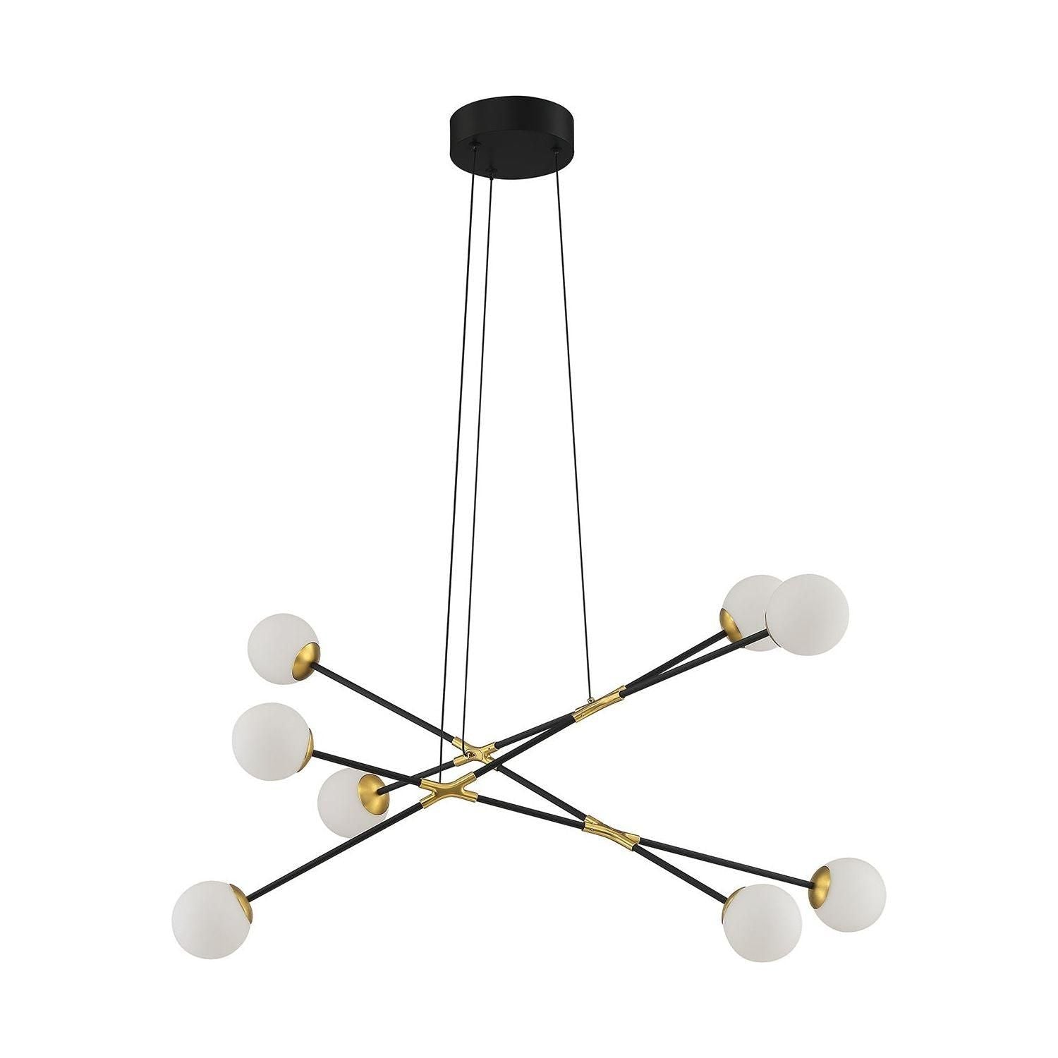 Kendal Lighting - Calipso LED Multi-Light Pendant - PF211-8L-BLK/BRS - Canada Light Shop