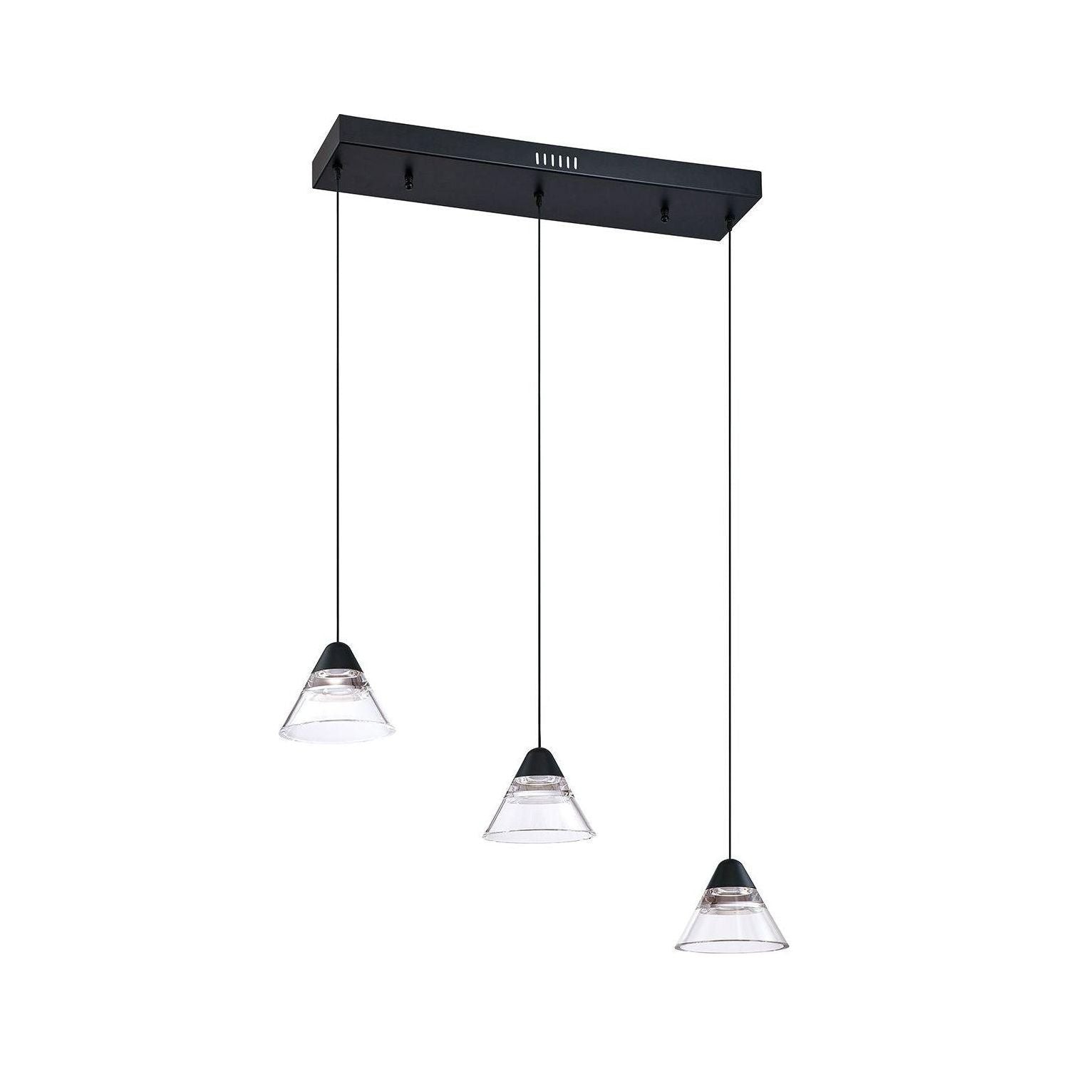 Kendal Lighting - Geo LED Pendant Bar - PF213-3LBR-BLK - Canada Light Shop