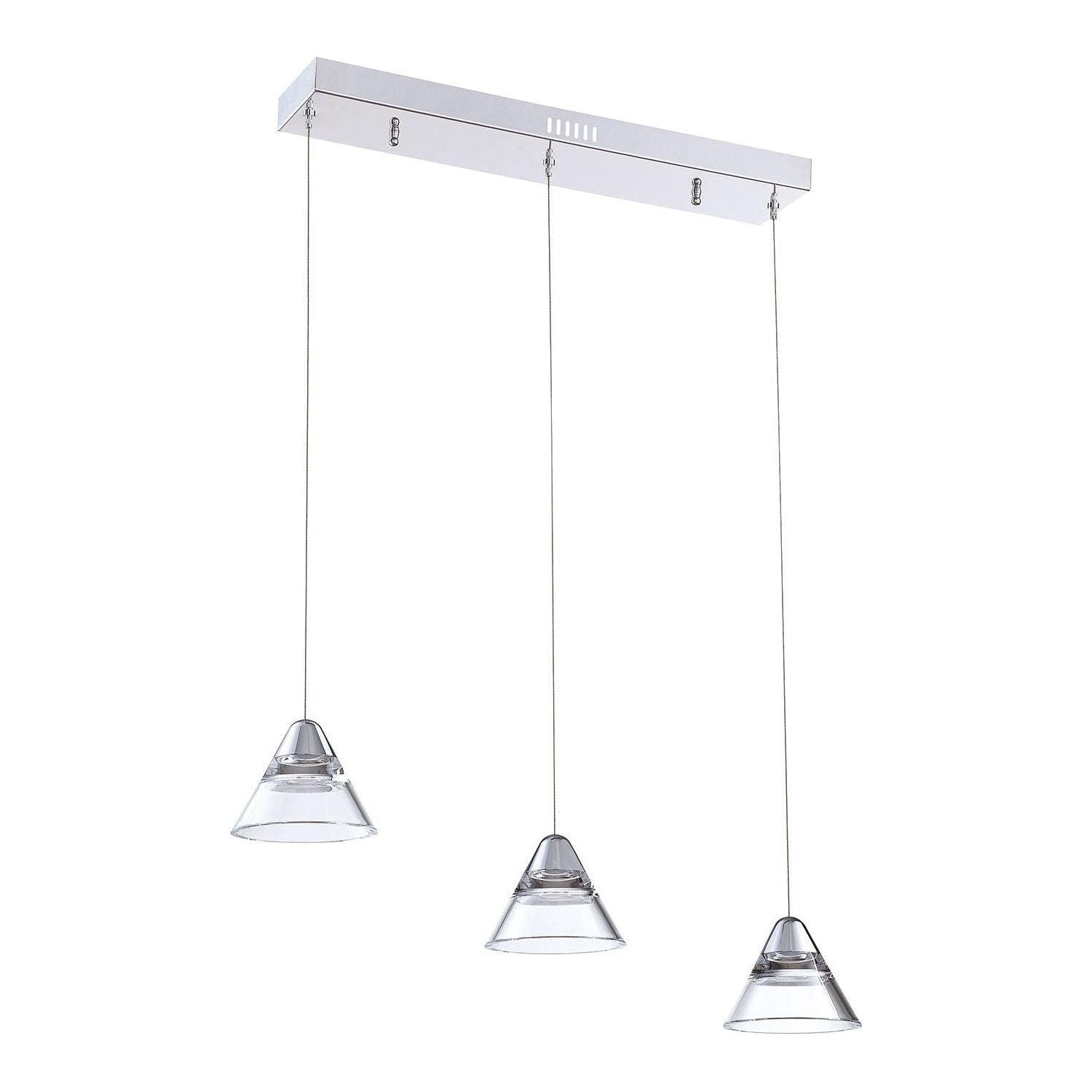Kendal Lighting - Geo LED Pendant Bar - PF213-3LBR-CH - Canada Light Shop