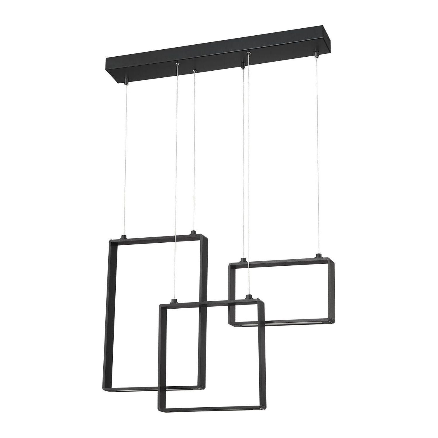 Kendal Lighting - Quadron LED Linear Pendant - PF93-3LBR-BLK - Canada Light Shop