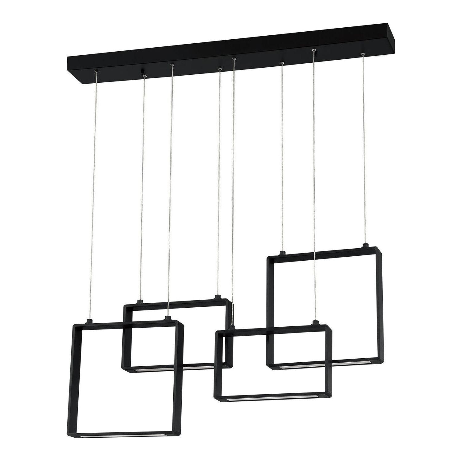 Kendal Lighting - Quadron LED Linear Pendant - PF93-4LBR-BLK - Canada Light Shop