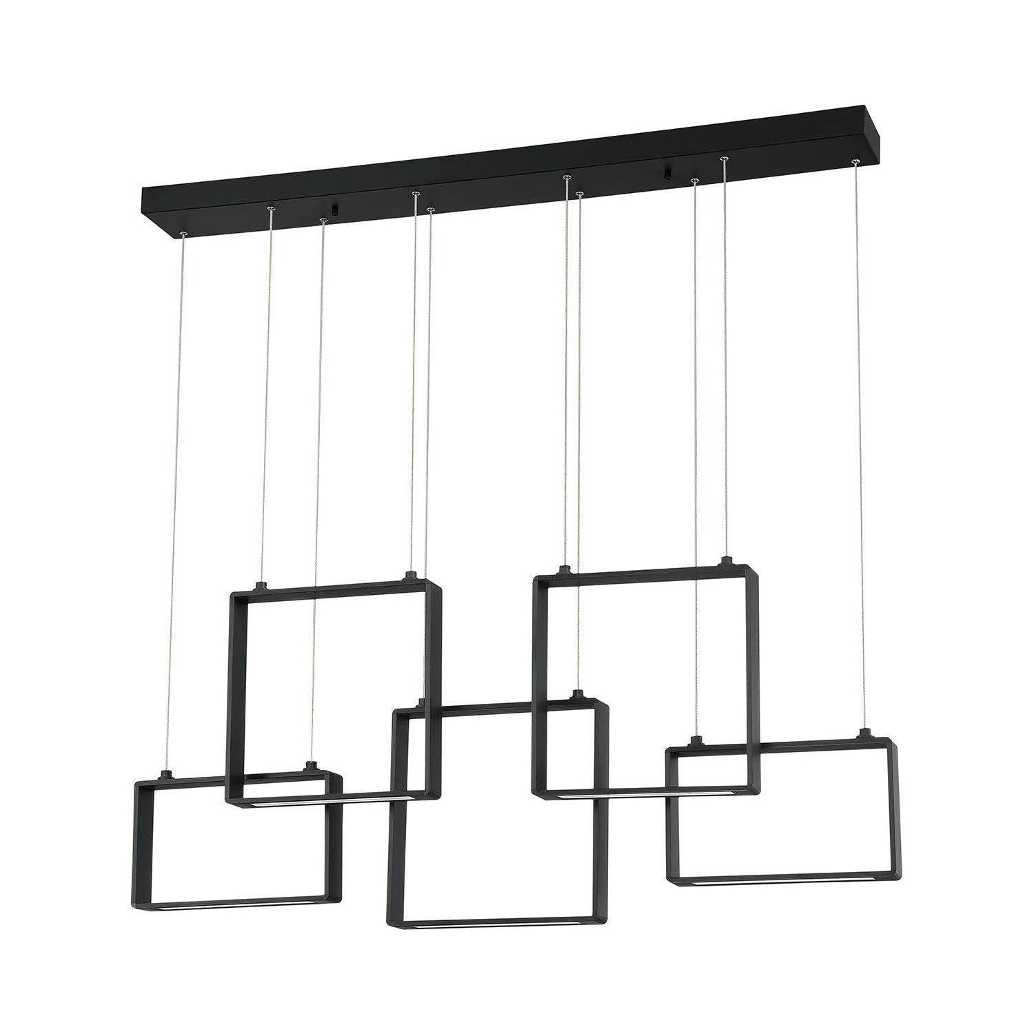 Kendal Lighting - Quadron LED Linear Pendant - PF93-5LBR-BLK - Canada Light Shop