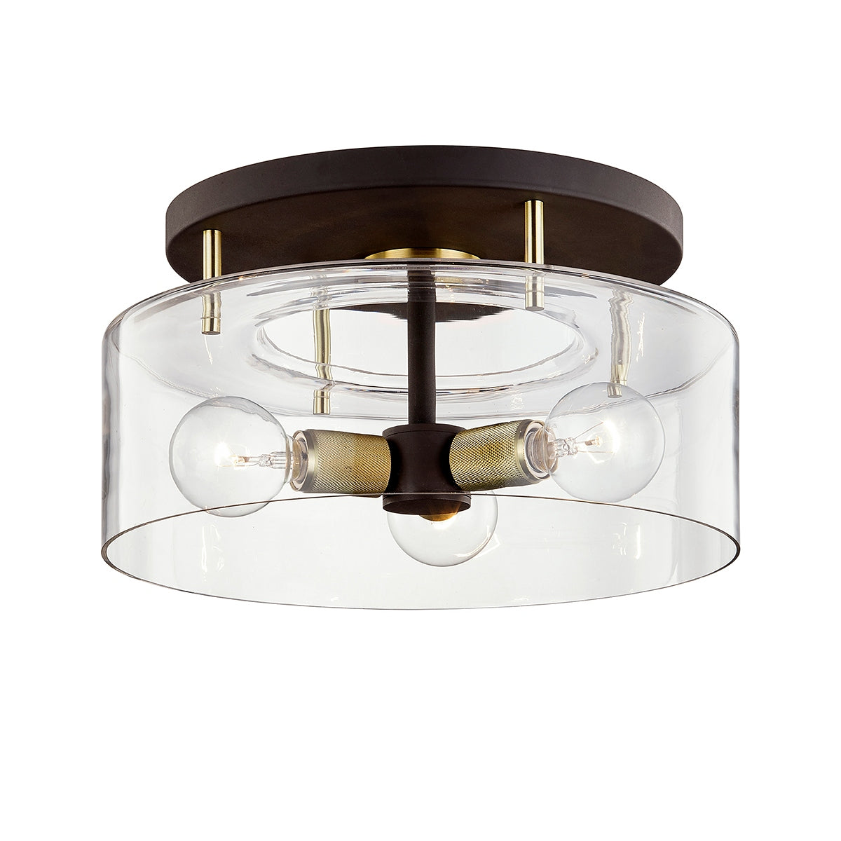 Troy Lighting Canada - C7542-BRZ/BBA - Three Light Semi Flush Mount - Bergamot Station - Bronze/Brushed Brass