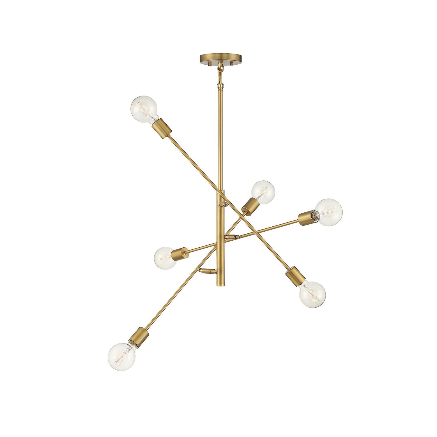 Meridian M10084NB Six Light Chandelier in Natural Brass