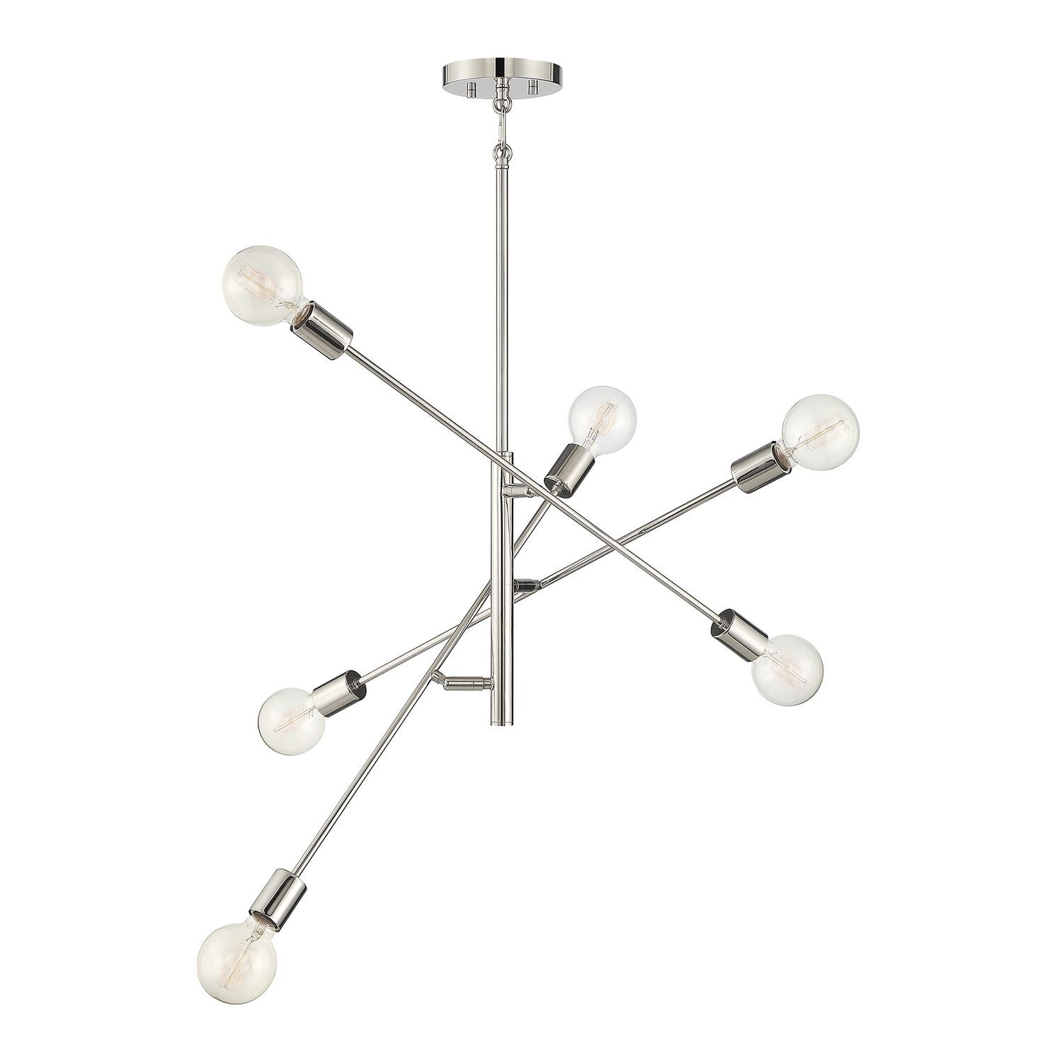 Meridian M10084PN Six Light Chandelier in Polished Nickel