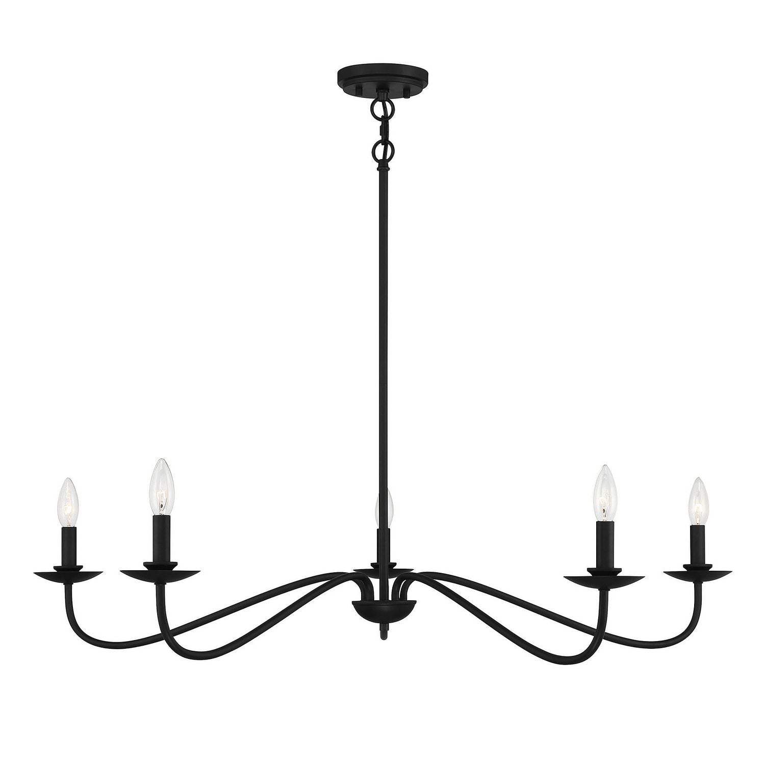 Meridian M10085MBK Five Light Chandelier in Matte Black