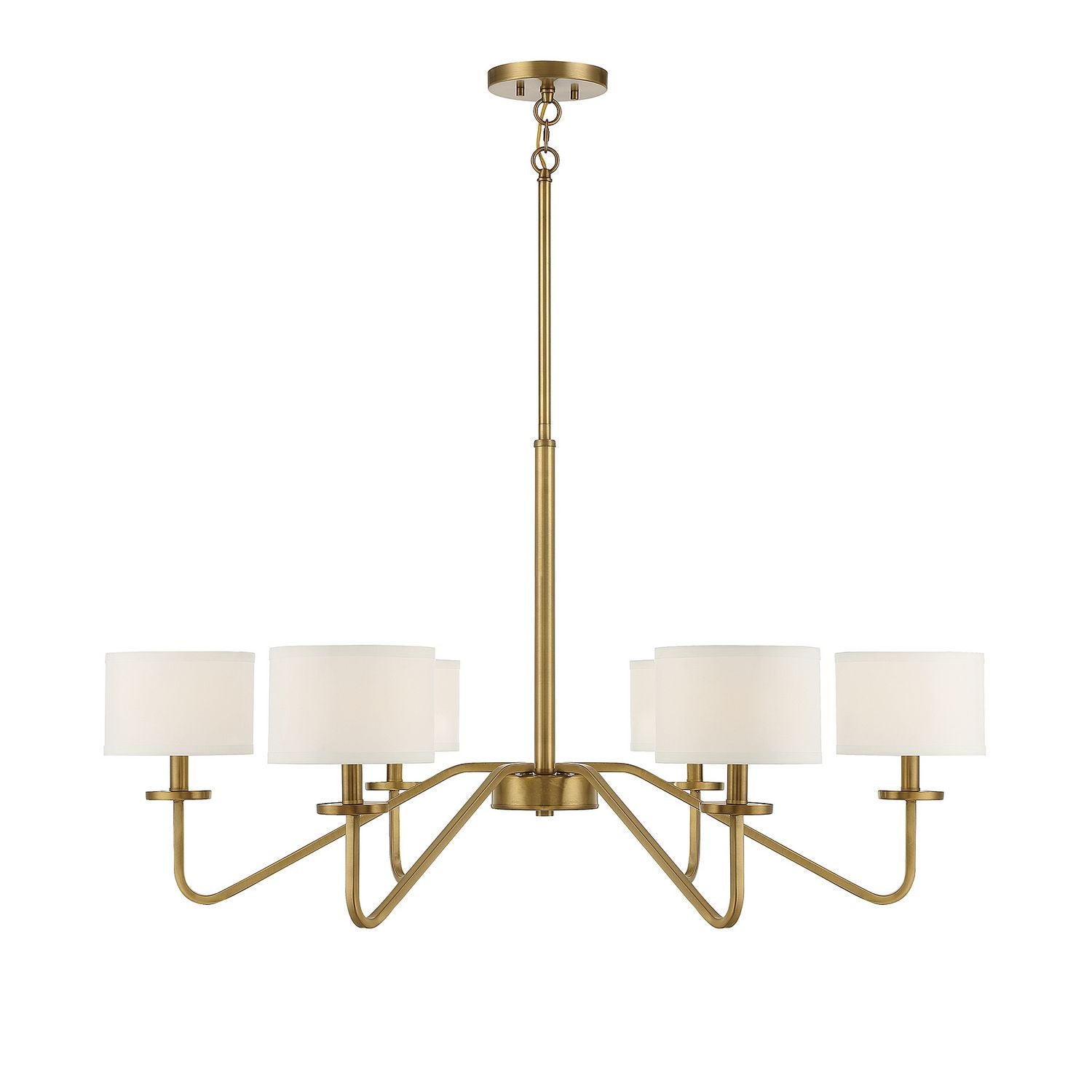 Meridian M10092NB Six Light Chandelier in Natural Brass