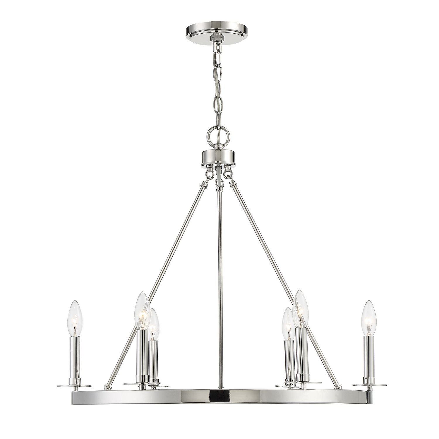 Meridian M10093PN Six Light Chandelier in Polished Nickel