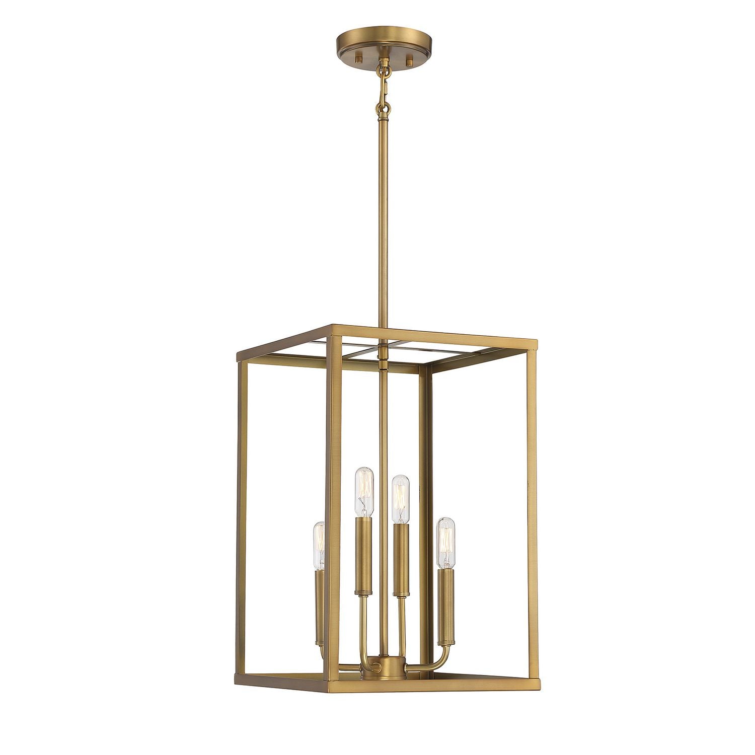 Meridian M30008NB Four Light Pendant in Natural Brass