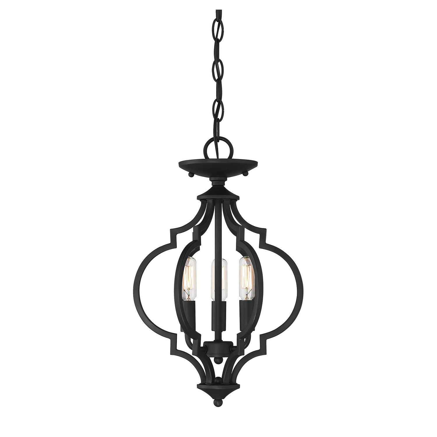 Meridian M60055MBK Three Light Semi-Flush Mount in Matte Black