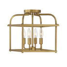 Meridian M60061NB Four Light Semi-Flush Mount in Natural Brass
