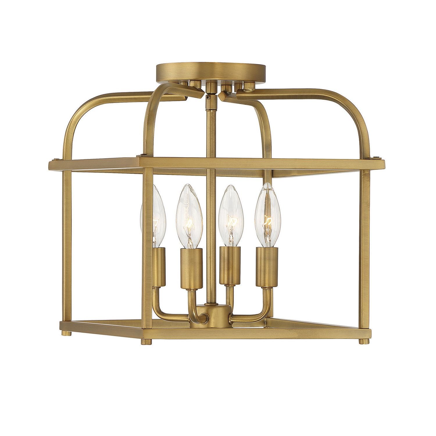 Meridian M60061NB Four Light Semi-Flush Mount in Natural Brass