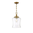 Meridian M70019NB One Light Mini Pendant in Natural Brass