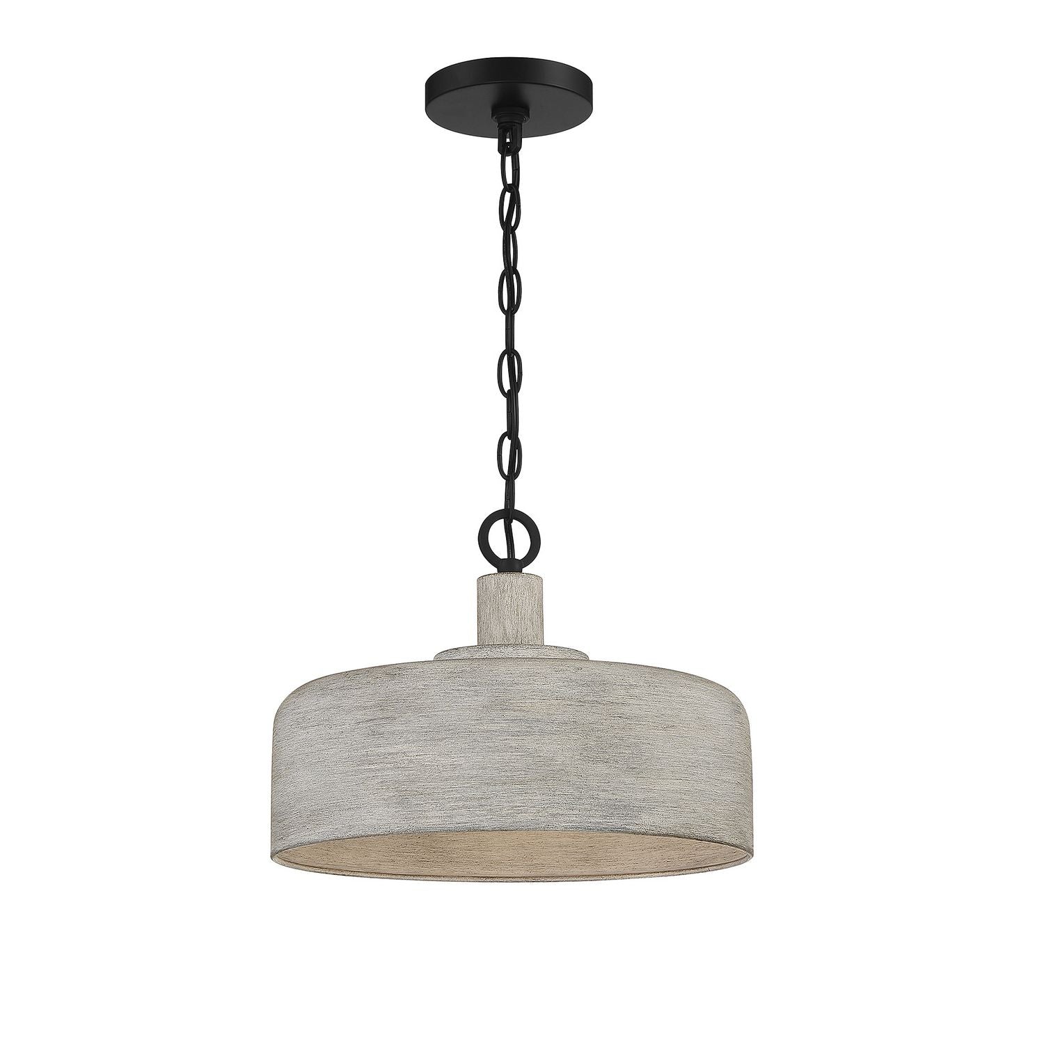 Meridian M70103WGBK One Light Pendant in Weathered Gray with Black