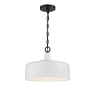 Meridian M70103WHBK One Light Pendant in White with Black