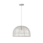 Meridian M70105WR One Light Pendant in White Rattan with a White Socket