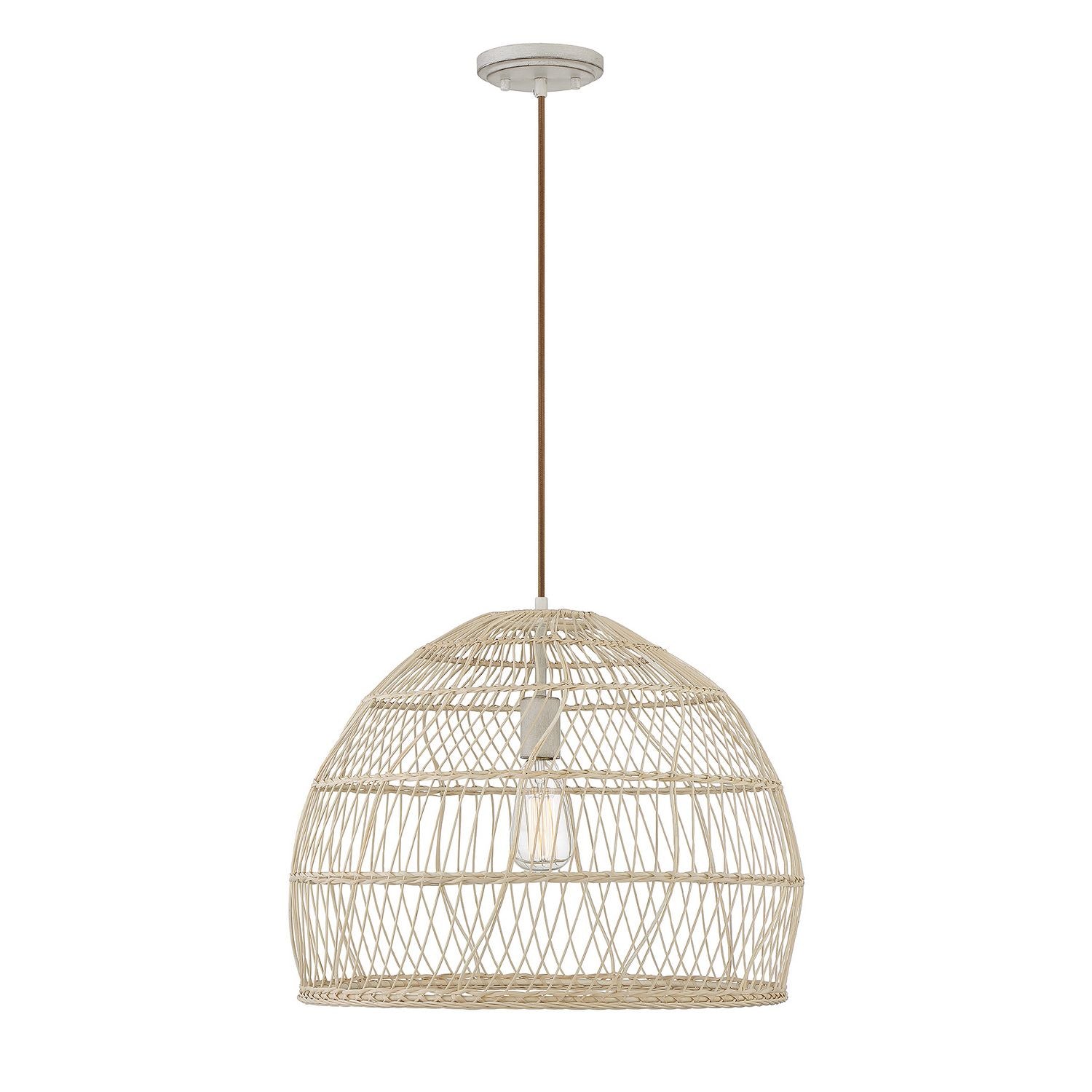 Meridian M70106NR One Light Pendant in Natural Rattan with a Matching Socket