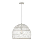 Meridian M70106WR One Light Pendant in White Rattan with a White Socket