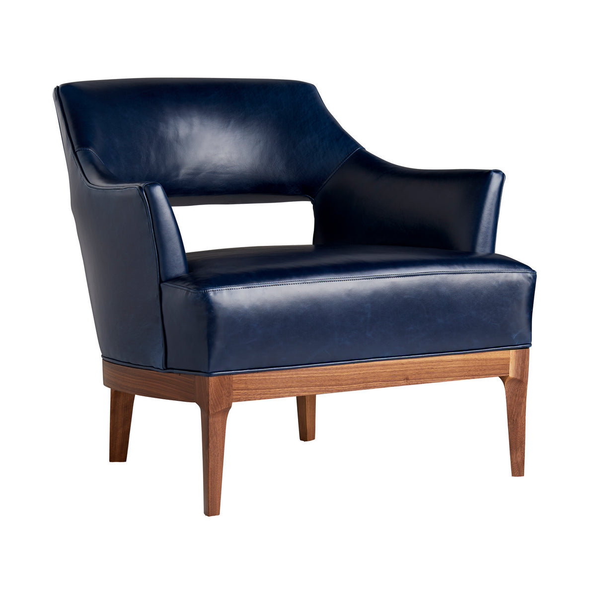 Arteriors 8152 Laurette Upholstery Chair in Indigo Leather/Walnut