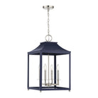 Meridian M30009NBLPN Four Light Pendant in Navy Blue with Polished Nickel
