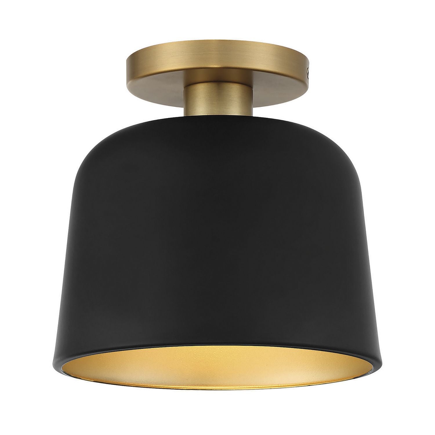 Meridian M60067MBKNB One Light Flush Mount in Matte Black with Natural Brass