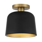 Meridian M60067MBKNB One Light Flush Mount in Matte Black with Natural Brass