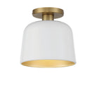 Meridian M60067WHNB One Light Flush Mount in White with Natural Brass