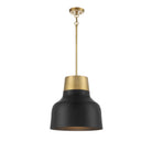 Meridian M70115MBKNB One Light Pendant in Matte Black with Natural Brass