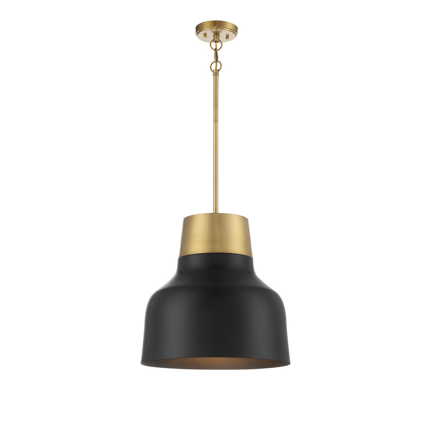 Meridian M70115MBKNB One Light Pendant in Matte Black with Natural Brass