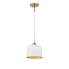 Meridian M70118WHNB One Light Pendant in White with Natural Brass