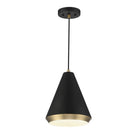Meridian M70122MBKNB One Light Pendant in Matte Black with Natural Brass