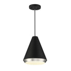 Meridian M70122MBKPN One Light Pendant in Matte Black with Polished Nickel