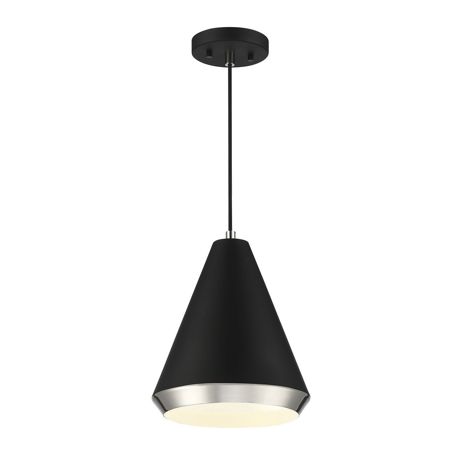Meridian M70122MBKPN One Light Pendant in Matte Black with Polished Nickel