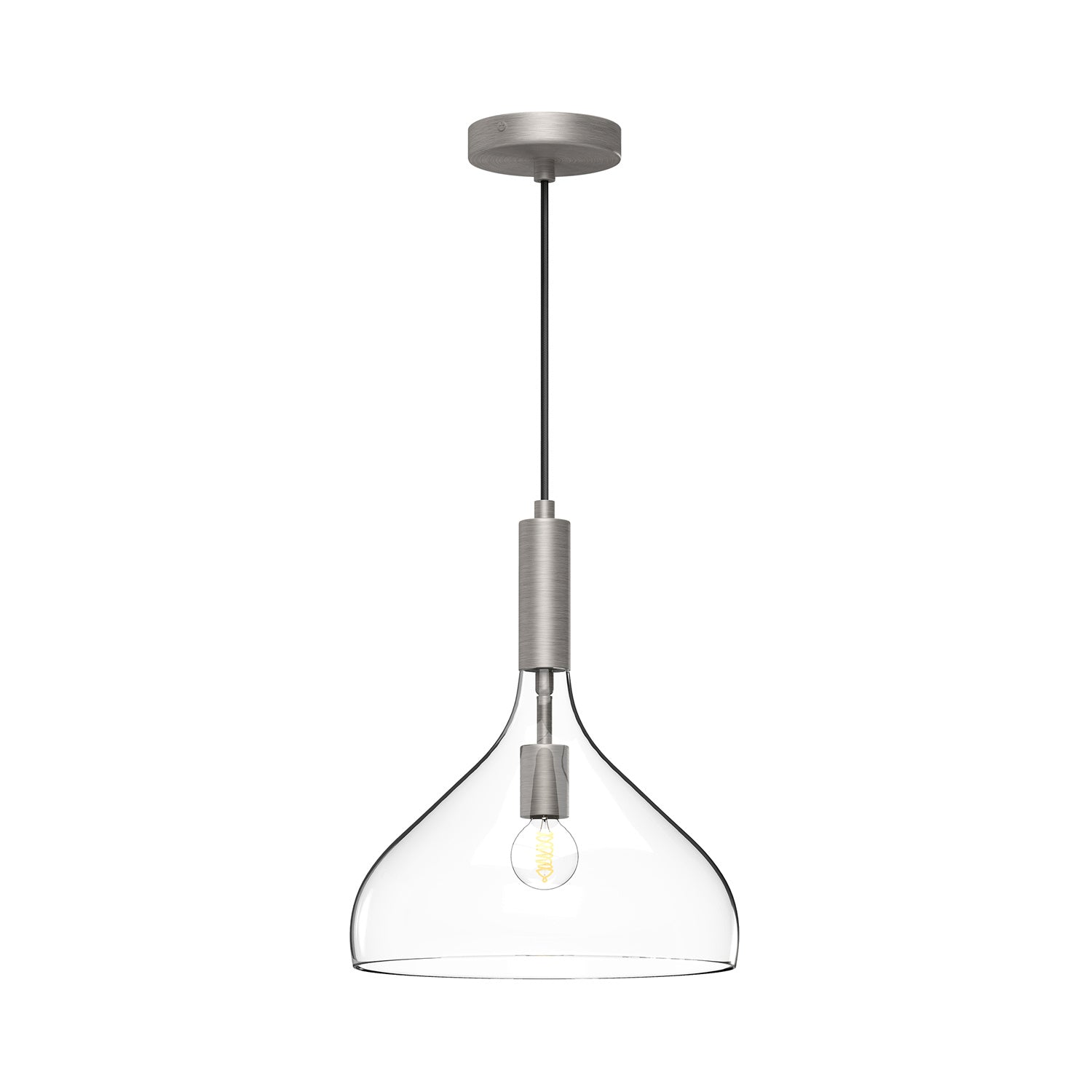 Alora Canada - PD532312BNCL - One Light Pendant - Belleview - Brushed Nickel/Clear Glass