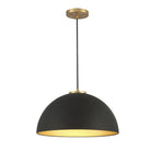 Meridian M7024MBKNB One Light Pendant in Matte Black with Natural Brass
