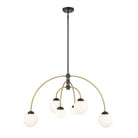 Meridian M100114MBKNB Six Light Chandelier in Matte Black with Natural Brass