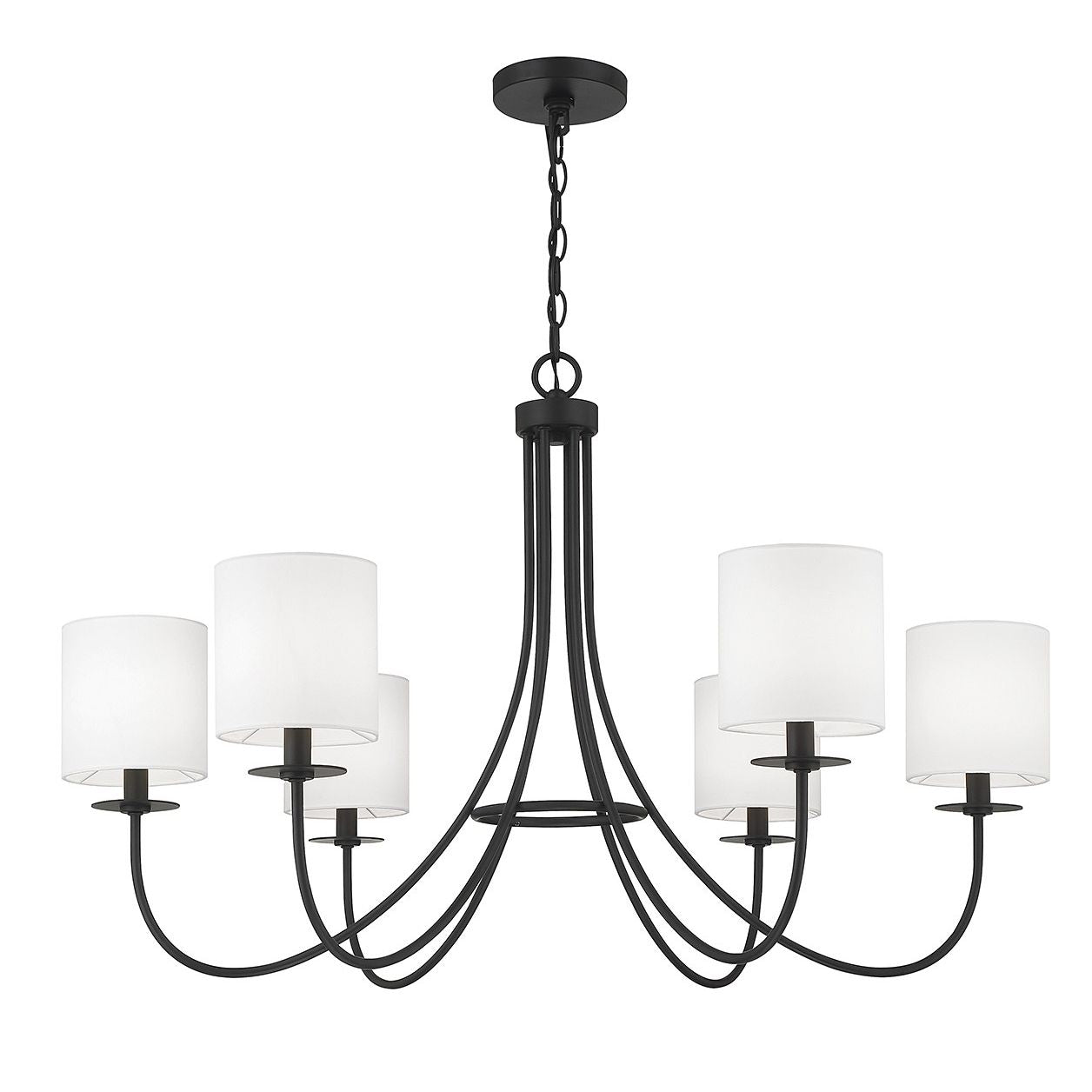 Meridian M100117MBK Six Light Chandelier in Matte Black