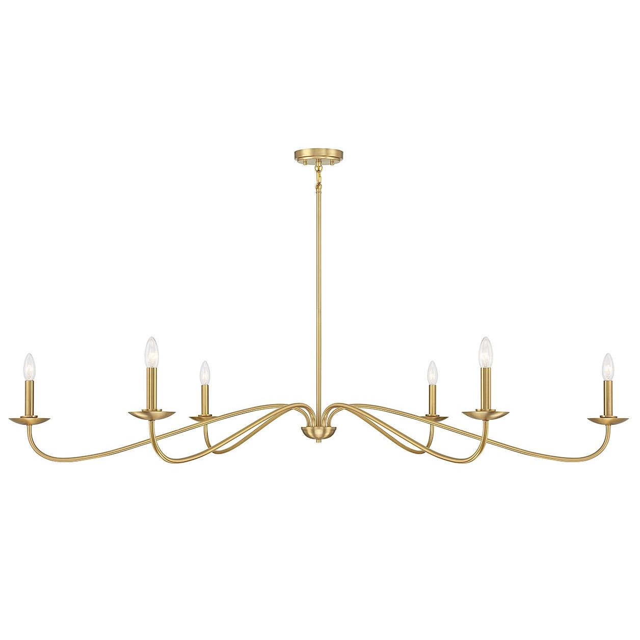 Meridian M100119NB Six Light Chandelier in Natural Brass