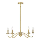 Meridian M100120NB Five Light Chandelier in Natural Brass