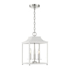 Meridian M30013WHPN Three Light Pendant in White with Polished Nickel