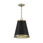 Meridian M7014MBKNB One Light Pendant in Matte Black with Natural Brass