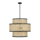 Meridian M7016MBK Three Light Pendant in Natural Cane with Matte Black