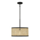Meridian M7018MBK One Light Pendant in Natural Cane with Matte Black