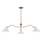 Meridian M7019WHNB Three Light Pendant in White with Natural Brass