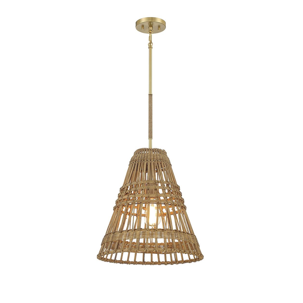 Meridian M7035NRNB One Light Pendant in Natural Brass