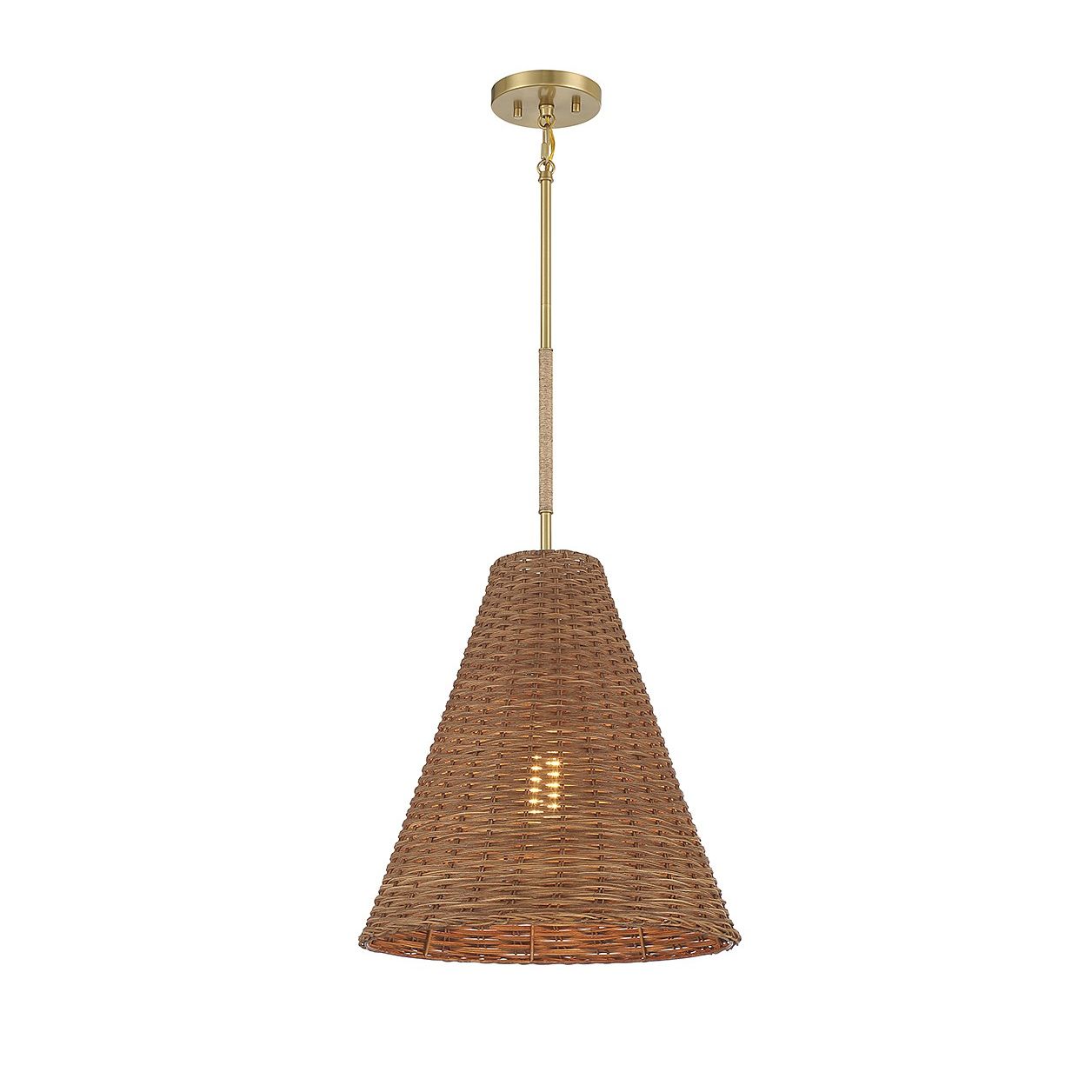 Meridian M7036NRNB One Light Pendant in Natural Brass