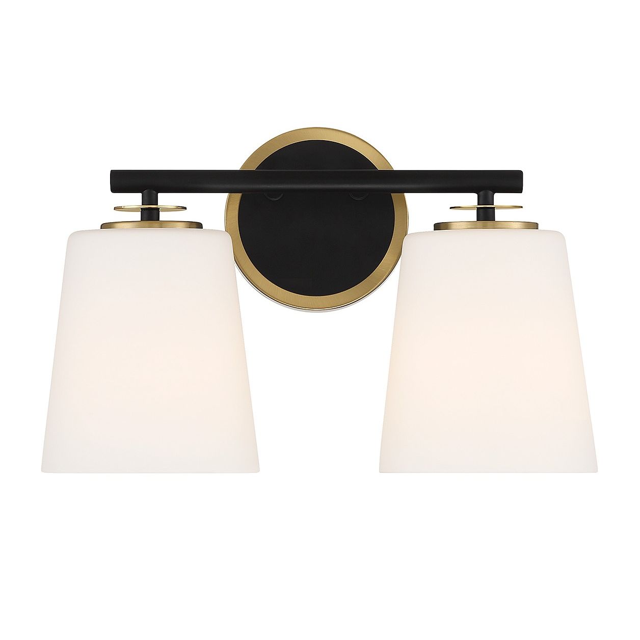 Meridian M80077MBKNB Two Light Bathroom Vanity in Matte Black and Natural Brass