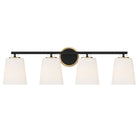 Meridian M80079MBKNB Four Light Bathroom Vanity in Matte Black and Natural Brass